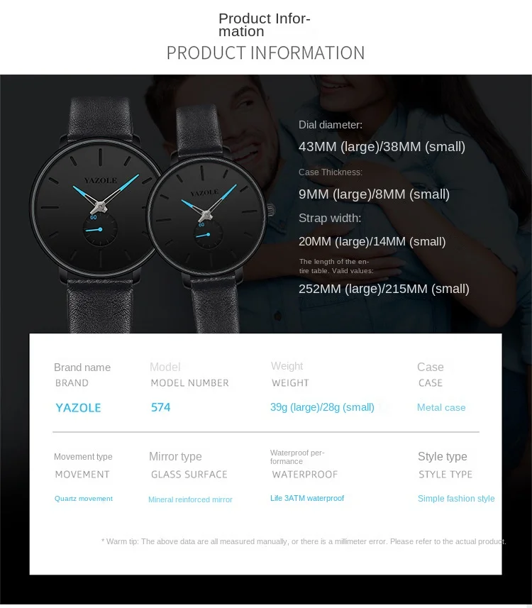 Orologio da polso al quarzo semplice impermeabile e luminoso notturno abbinato per coppie, regali per studenti maschi e femmine_voghion.com