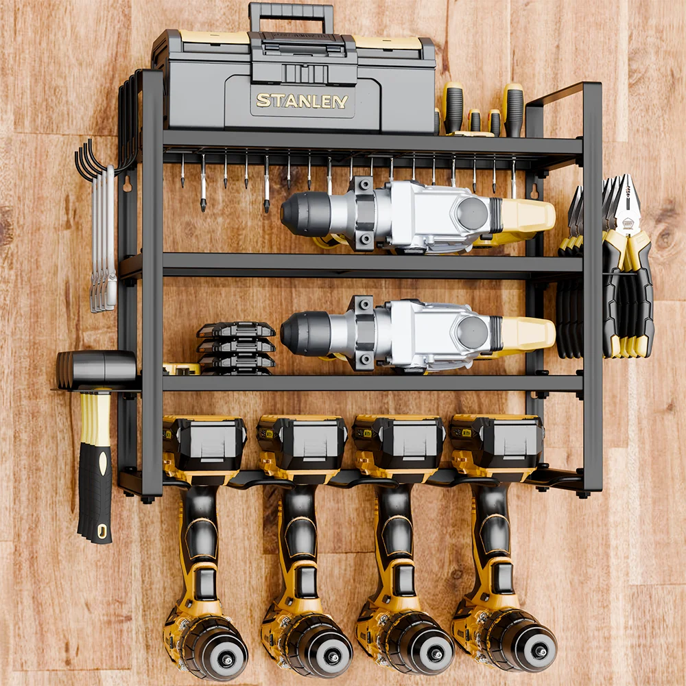 Power Tool Rack Elektrische Bohrer Halter Wand Halterung Power Tool Organizer Werkstatt Schlüssel Werkzeuge Schraubendreher Power Lagerung Regal – Detail 9