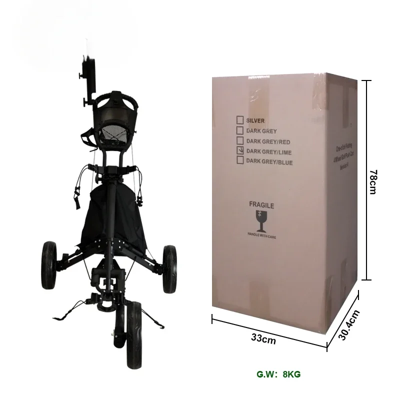Hot Sale Golf Trolley 3 Wheels Aluminum Folding Height Adjustable, Waterproof Bag with Umbrella Stand