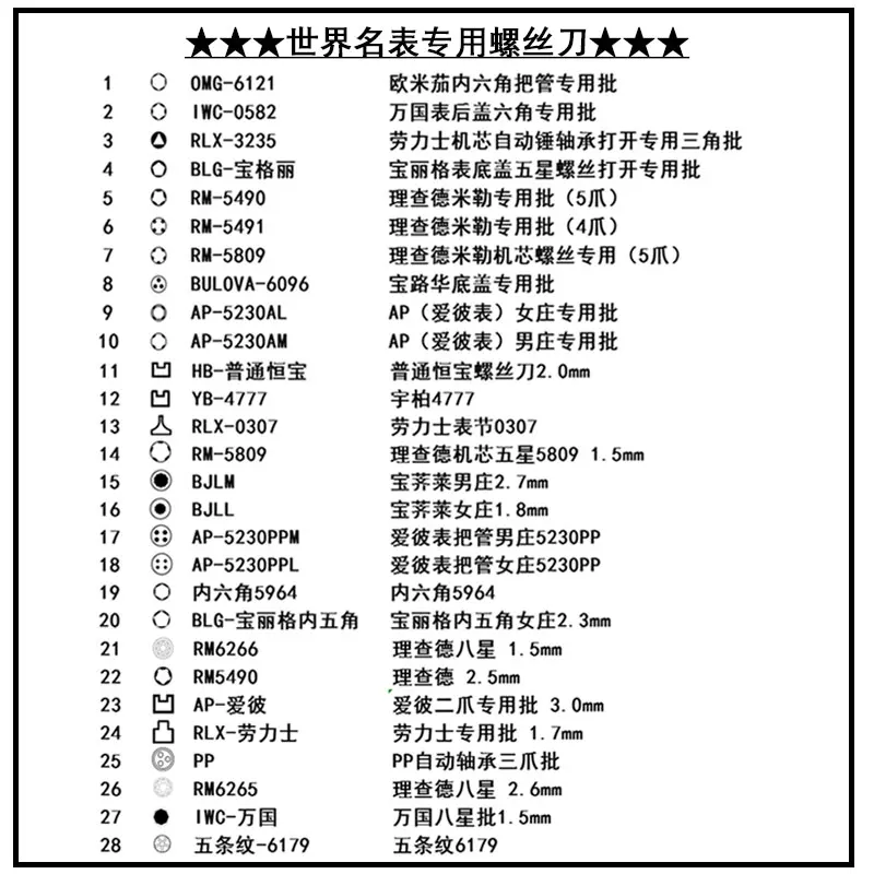 시계 수리 도구, 시계 드라이버 세트, 다기능, 세계적으로 유명한 시계, 특수 수리