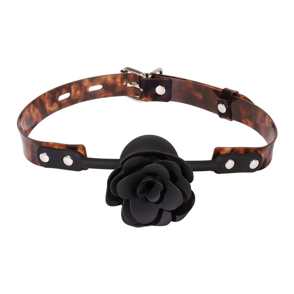 Detachable Silicone Rose Ball Gag Breathable Mouth Gag Adjustable BDSM Adult Sex Toys for Women and Couples Pleasure