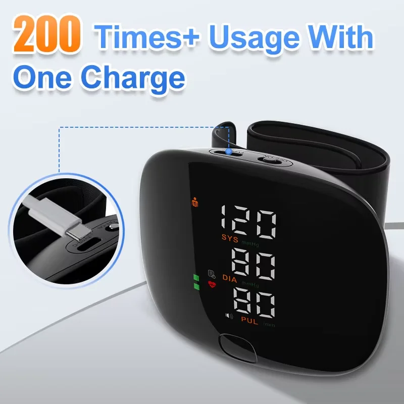 Rechargeable Touch Screen Heart Beat Rate Meter Tonometer Smart Voice Wrist Blood Pressure Monitor Health Care Supplies