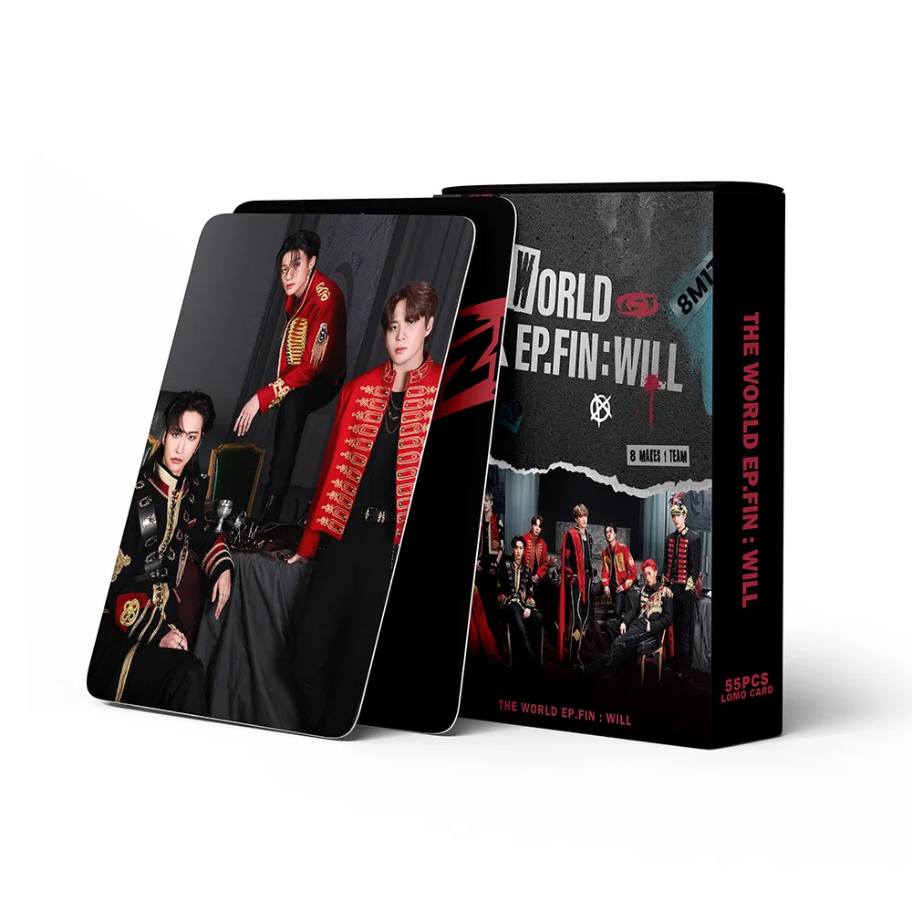 Ateez Album The World Ep Fin : Will Photo Cards 55 Pz/Set Double Sides Printing Cartoline Lomo Card Fan Collection Boxed Card
