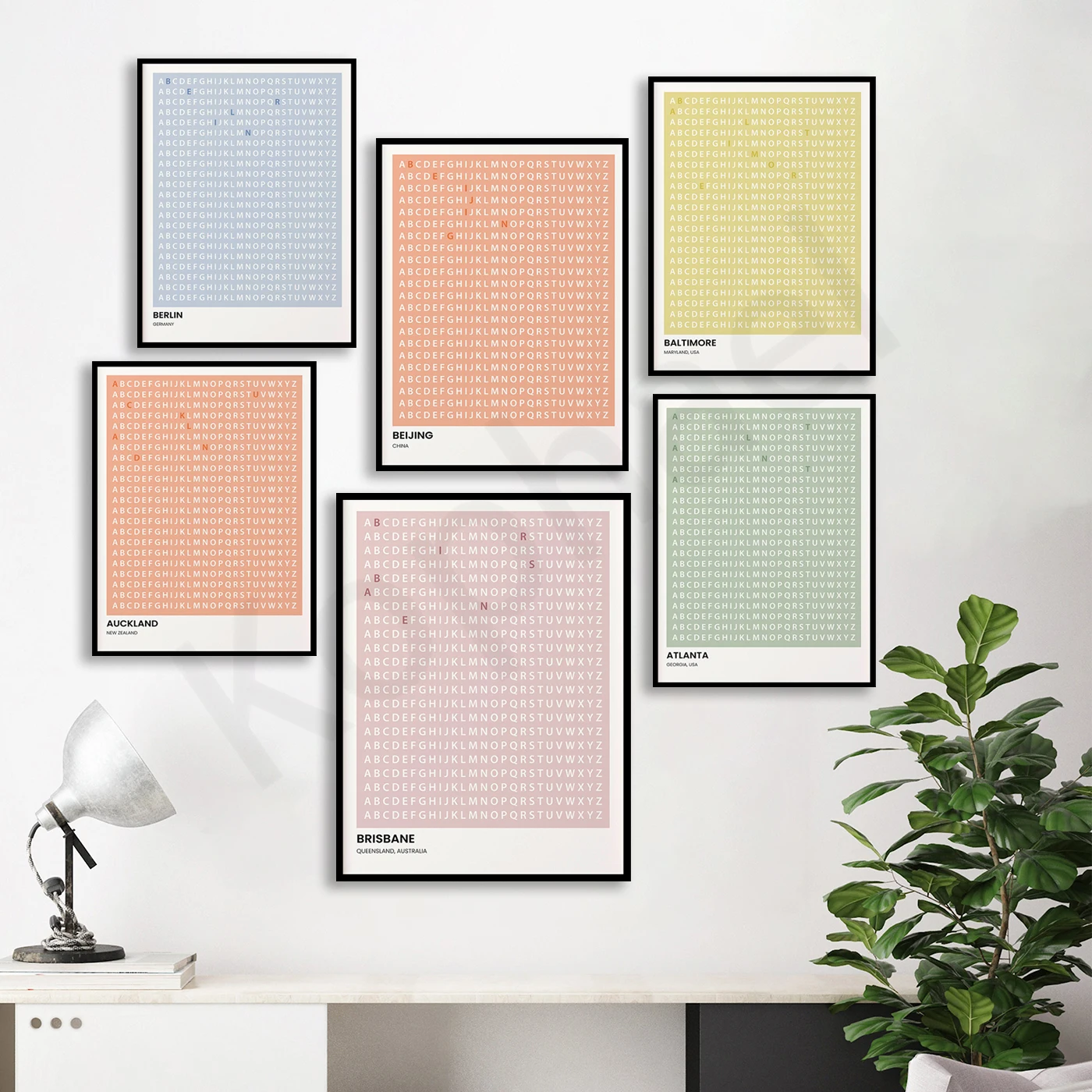 Brooklyn Oakland Berlino Brisbane Boston Pechino Barcellona Austin Atlanta. Poster Della Mappa Dell'Alfabeto Della Strada Della Città