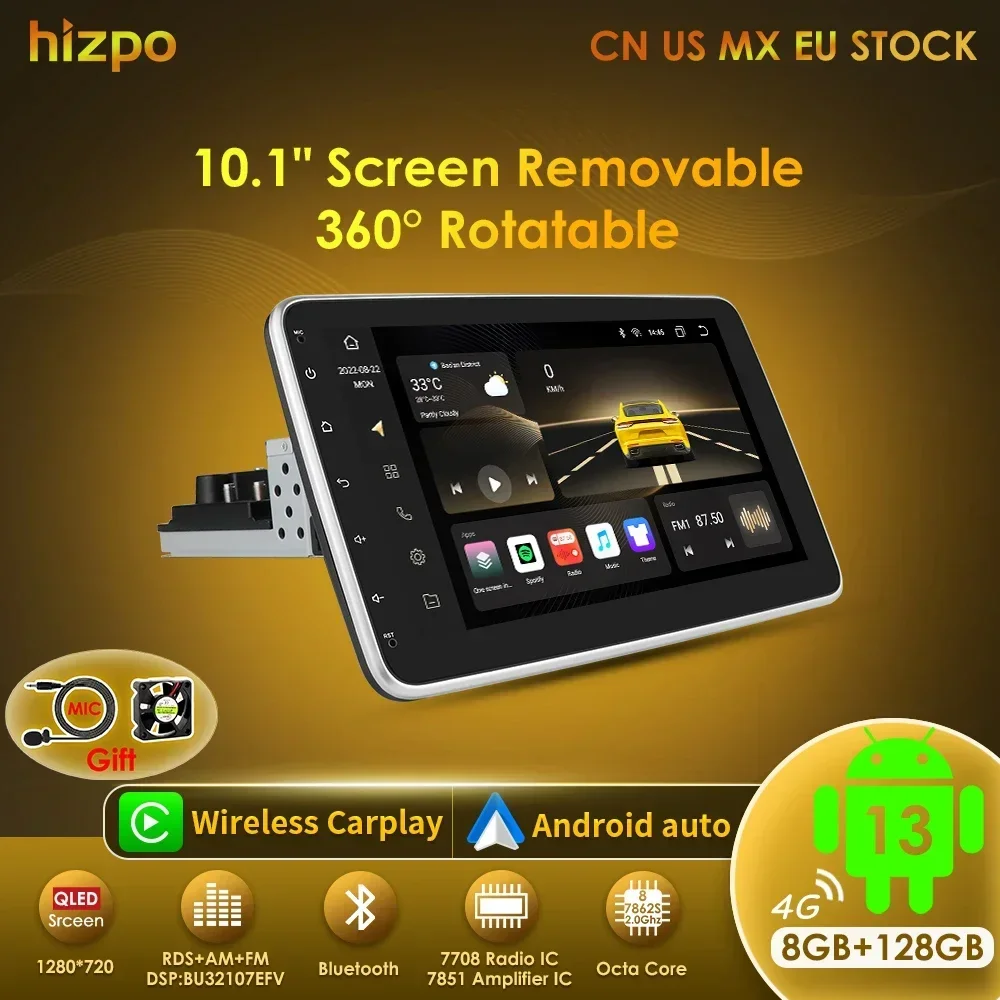 Hizpo Android 13 Car Stereo Video Multimidia Radio Player 10.1