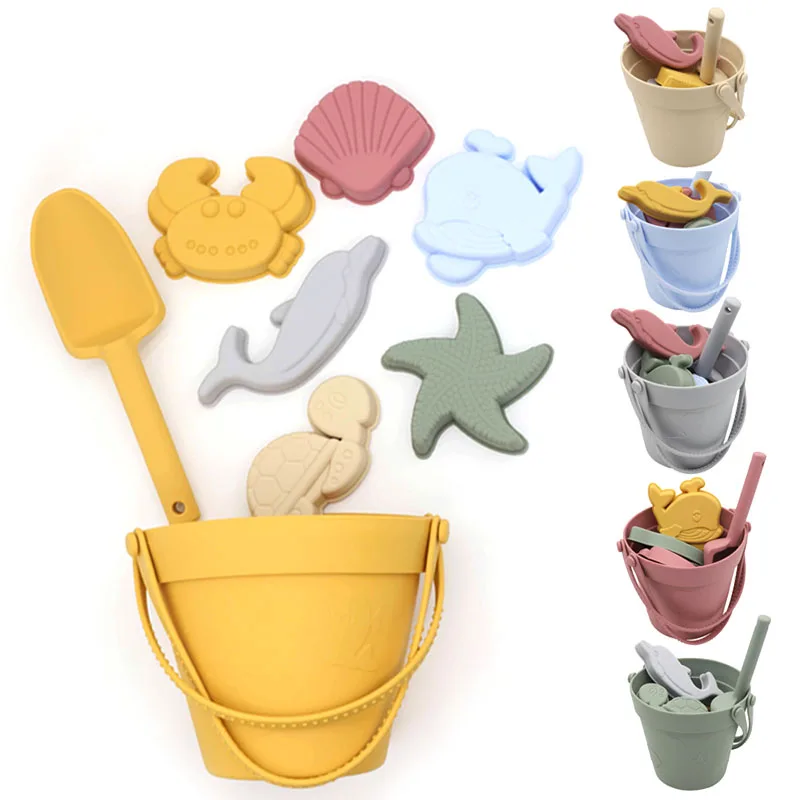 Summer Beach Toy for Kids Soft Silicone Sandbox Set Beach Game Toy for Send Children Play Sand Water Play Tools beach cart