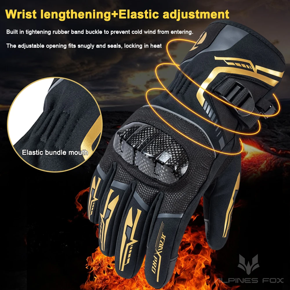 Winter Motorcycle Gloves - Windproof, Warm, Waterproof, Carbon Protection, Touch Screen Compatible