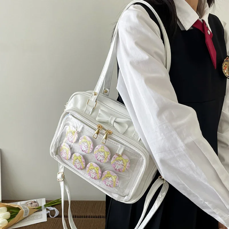 Japanese Cute Transparent Patent Leather Itabag Fashion Girls JK Shoulder Bag Student Personality Crossbody Bag Ita Bag Handbags