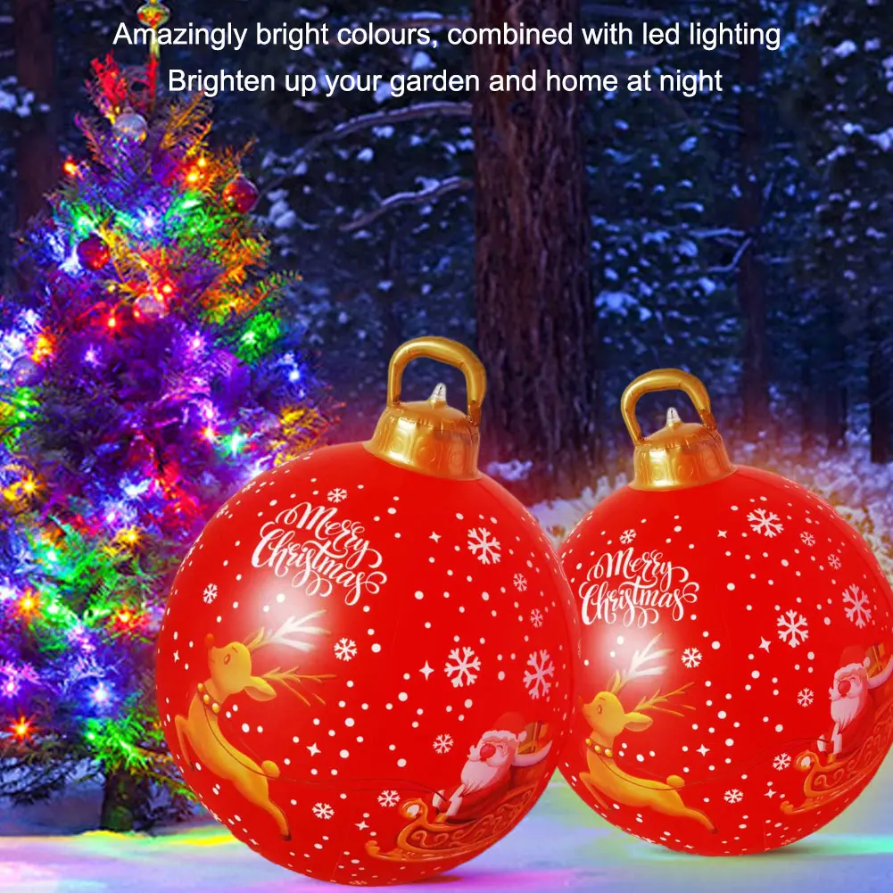 Giant Inflatable Christmas Balls PVC Giant Inflatable Christmas Balls Light Holiday Party Indoor Outdoor Decor 24 Inch