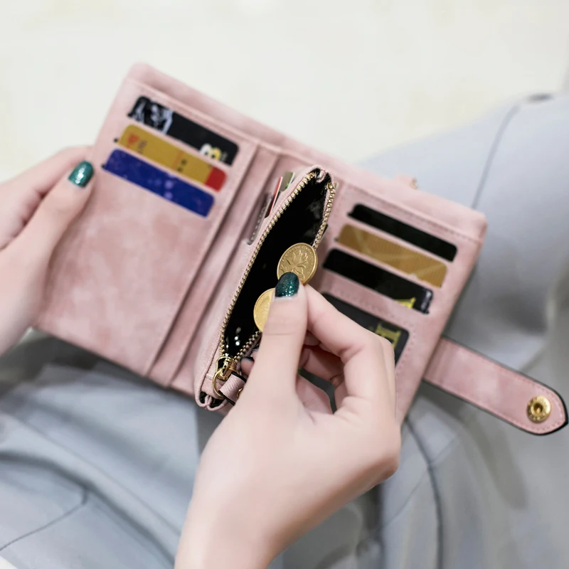 MIYIN 2024 New Wallet Women's Short Korean Cute Buckle Double Discount Multi Card Change Handbag 6