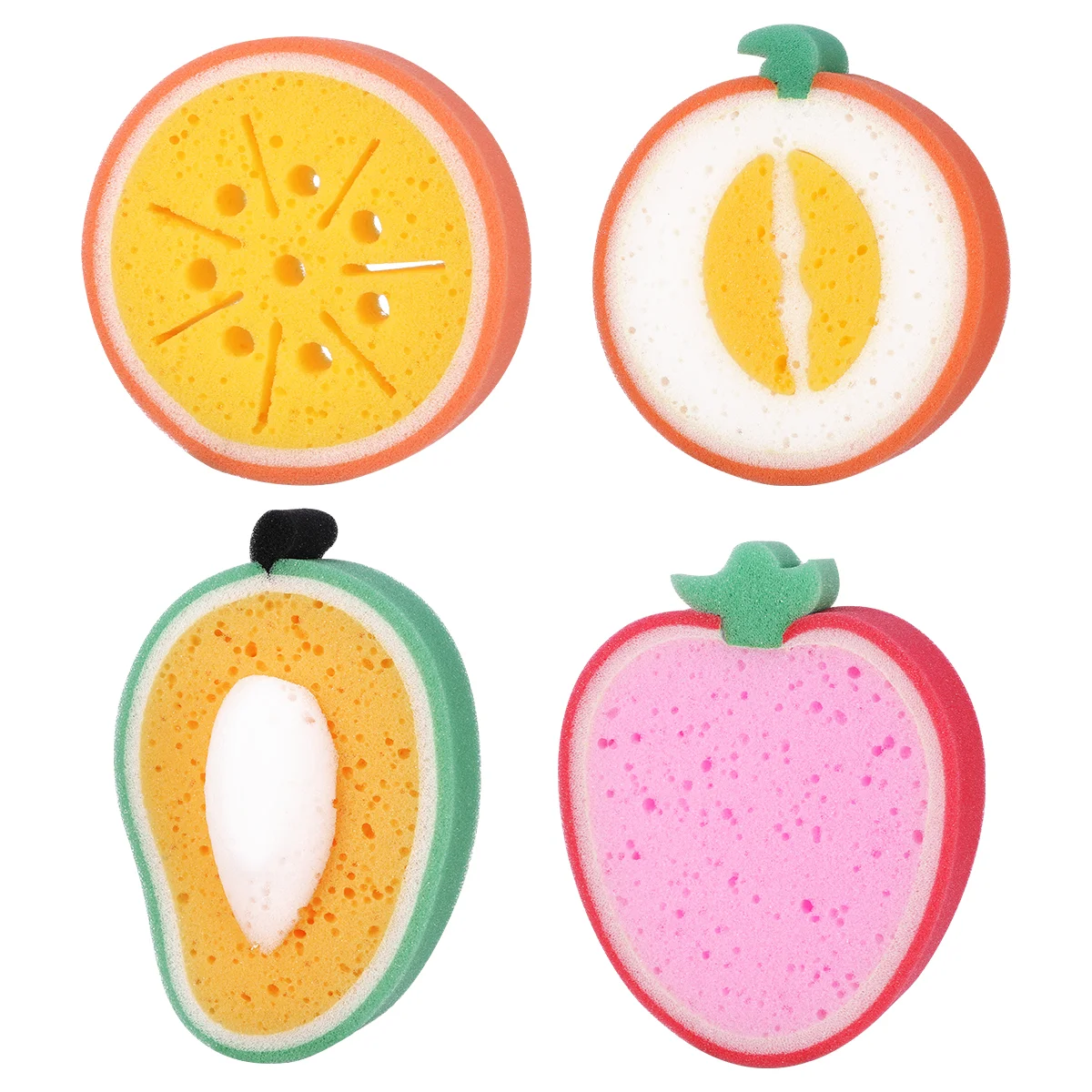 

4Pcs Bath Sponge Fruit Style Dish Towels Body Cleaning Sponge for Body Wash Body Sponges Scrubbers for Kids Children Bathing