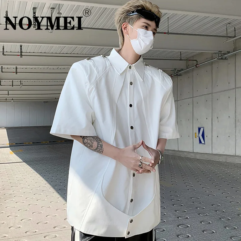 

Мужская рубашка с отложным воротником NOYMEI, с металлической пряжкой и плечевым ремнем, однотонная, яркая, универсальная, Новинка лета 2024, WA4597
