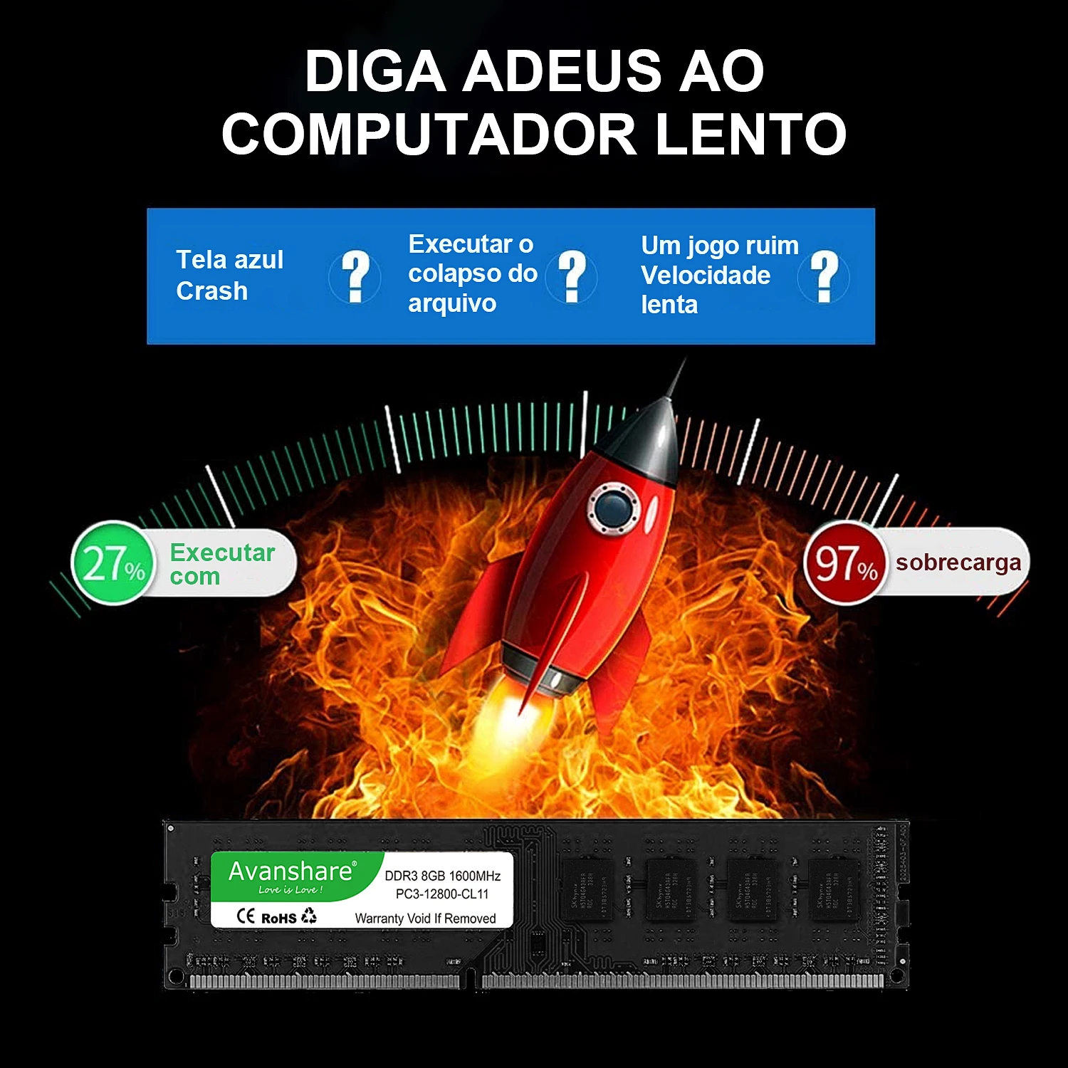 Avanshare-memória Ram de Desktop Udimm para Intel Amd Udimm para Intel Amd Ddr5 Ddr4 Ddr3 32gb 16gb 8gb 4gb 2gb 1333 1600 2400 2666 3200 5600mhz - Imagem 4