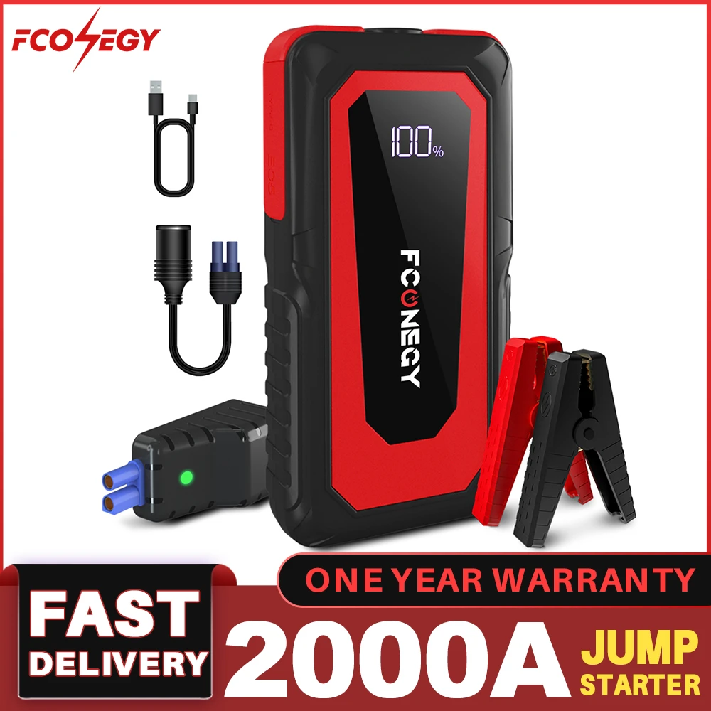 FCONEGY Power Bank Car Jump Starter Booster 2000A Emergency Battery 12V