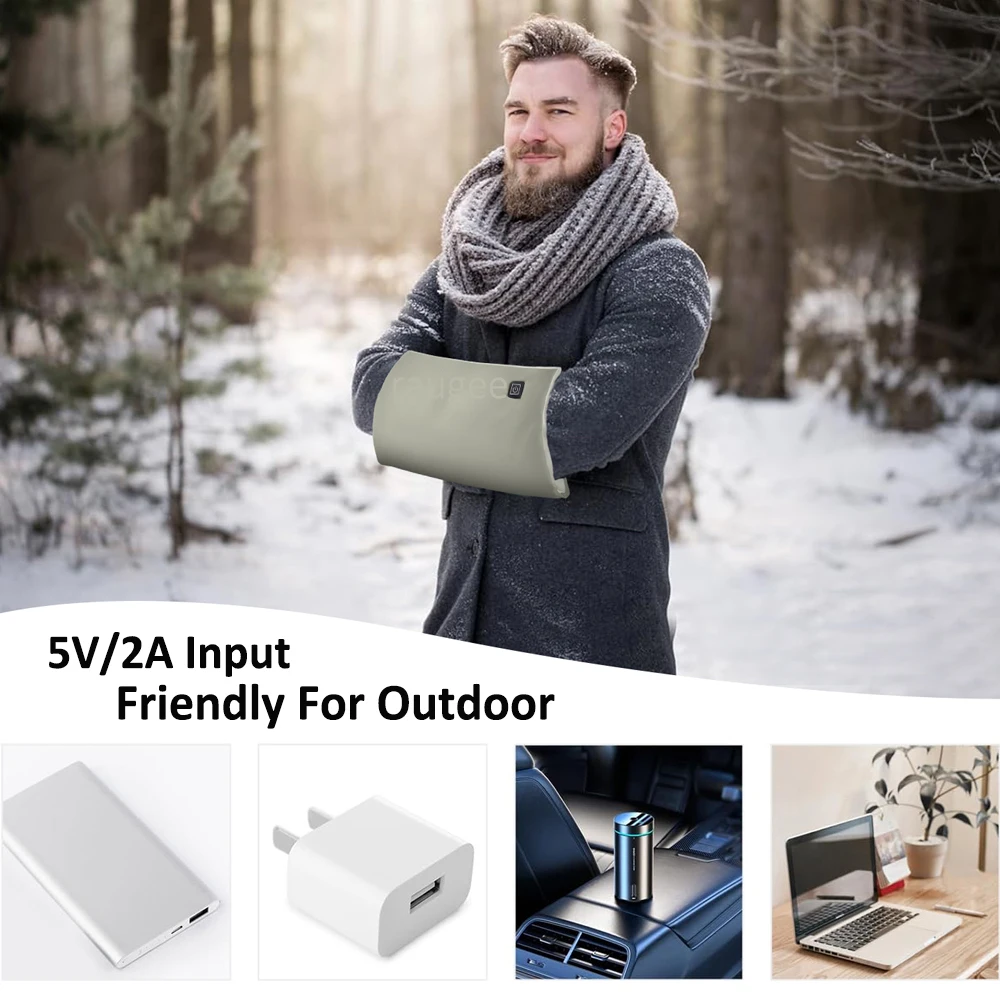 Hand Warmer USB Electric Hand Heater Graphene Heat Warm Gloves For Hand Winter Hand Heating Bag Pad Warming Mat Double Side Heat 6