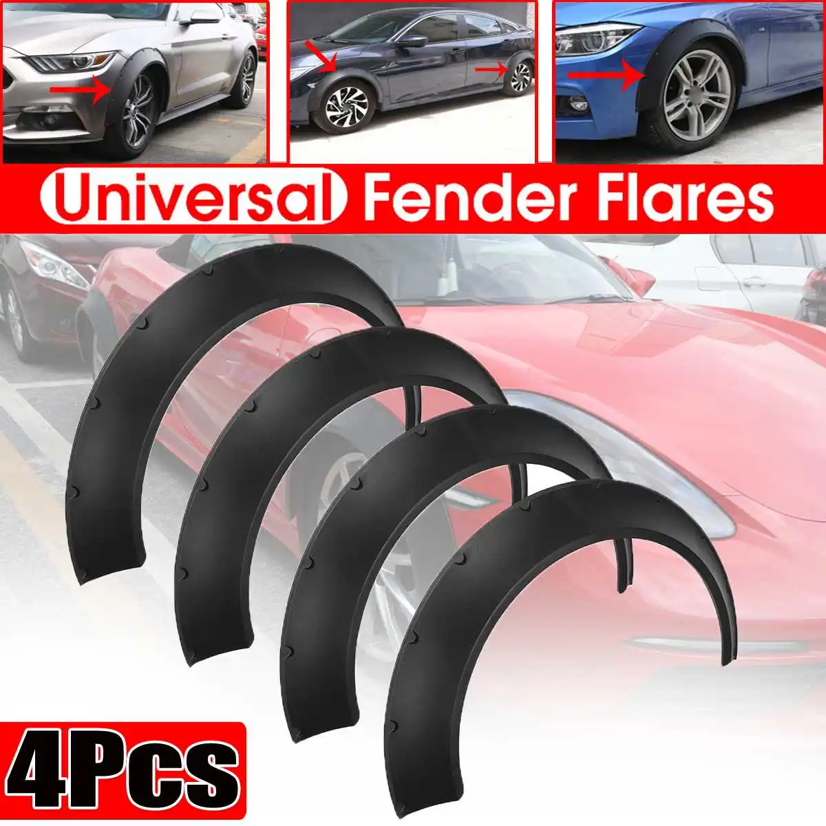 

4x Flexible Universal Car Wide For Fender Flares Wheel Arches Extension For BMW F32 F33 F36 E90 E92 E93 For BENZ W205 W204 W203