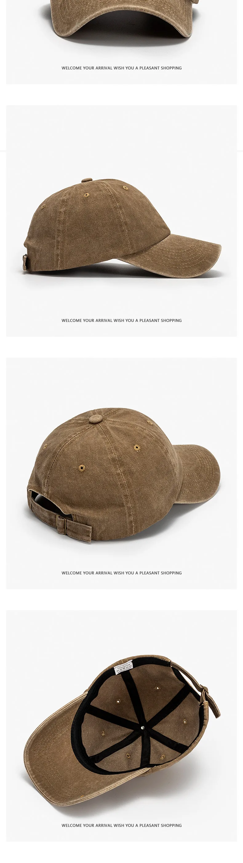 Baseball mütze Frauen Männer gewaschen Baumwolle Soft Top Vintage gebogene Krempe lässig im Freien Hip Hop Papa Hut weiblich männlich Sommer einfarbig – Detail 5