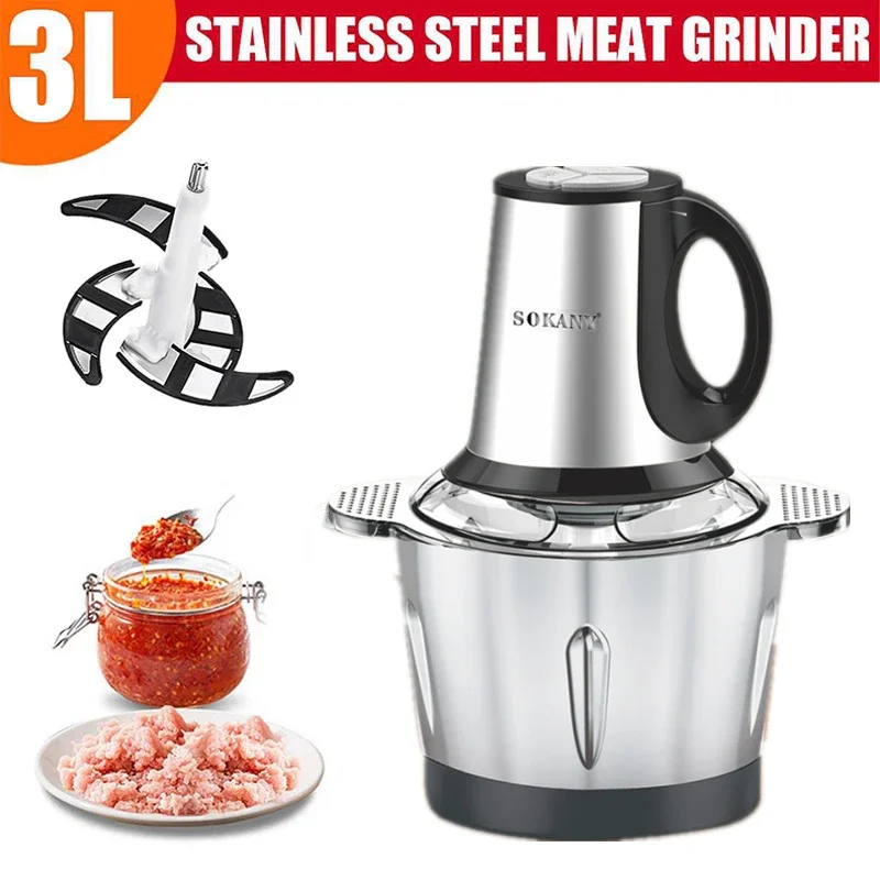 

New 500W 3L Household Small Electric Meat Grinder 3 Speeds Hand Mixer Electric Food Mixer Automatic Mincing Machine Food Proces