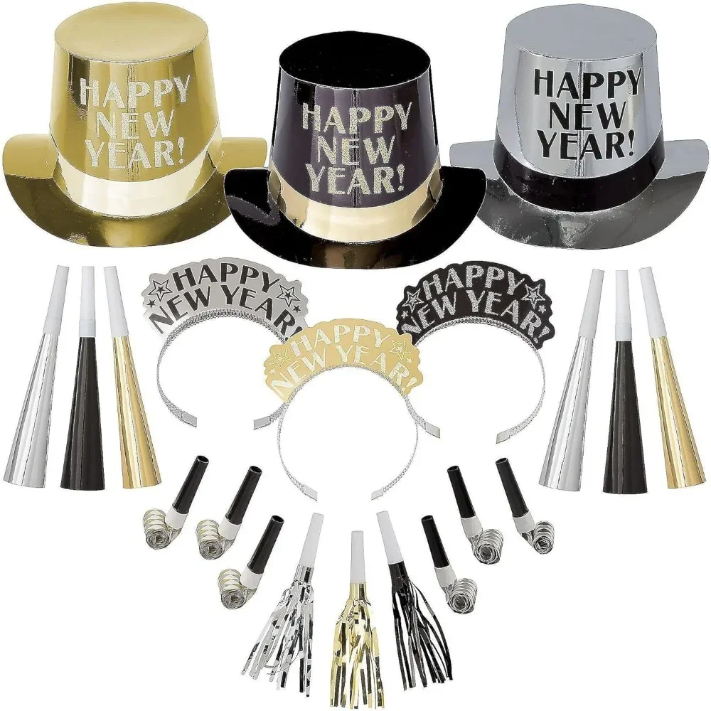 

Get The Party Started New Year's 2024 Party Kit for 25, Includes Top Hats and Tiaras