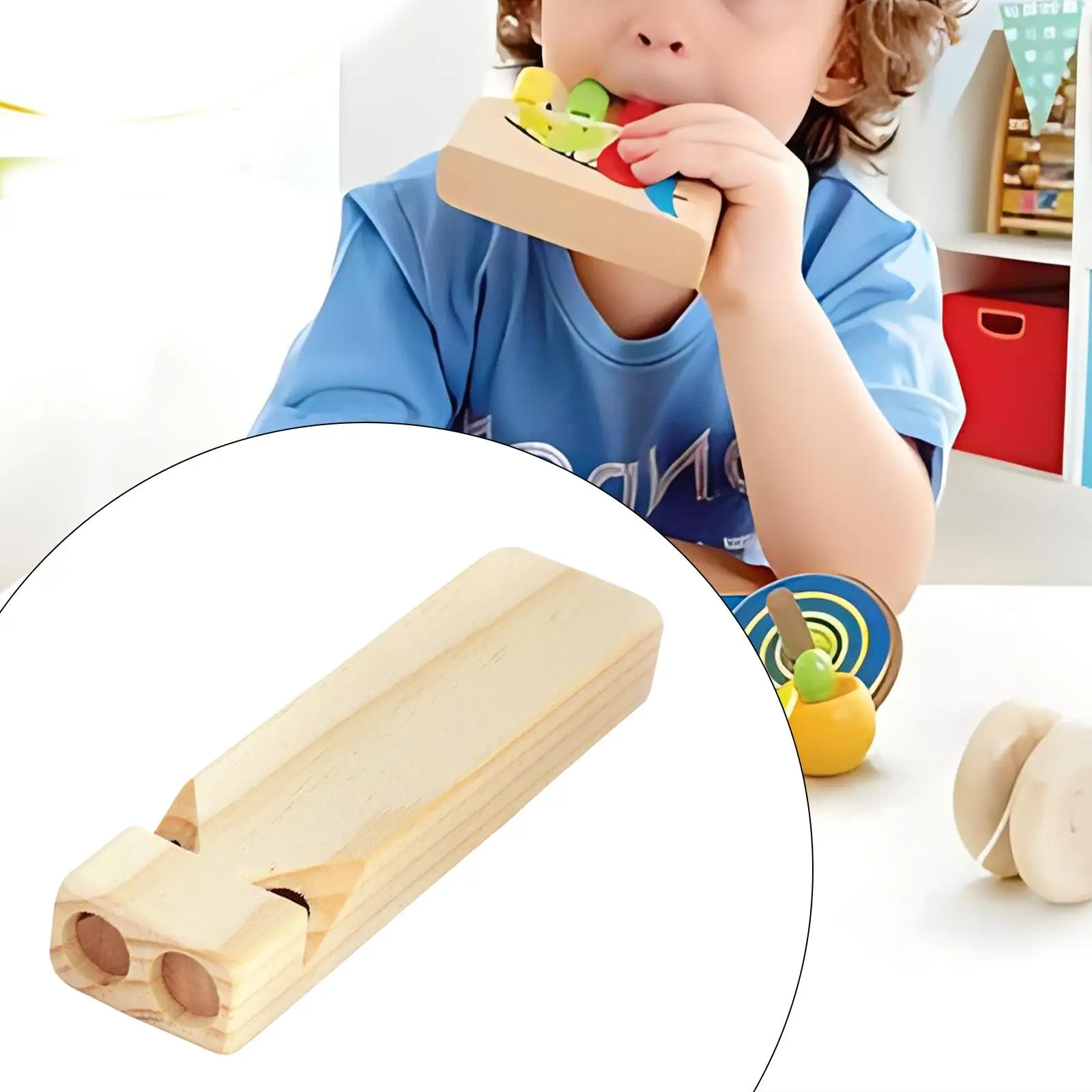 Kids Wooden Train Whistle Toy Educational Toy Teaching Aid Music Sound Toy Wood Musical Instrument Accessories Wooden Whistle 2