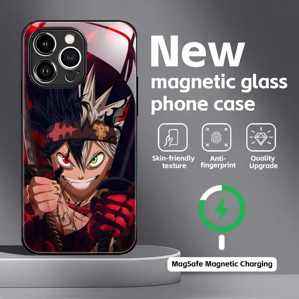 Black Clover Glass Magnetic Phone Case - Anime Design