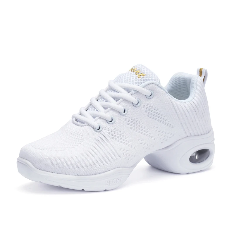 2022 Modern Jazz Dance Sneakers Women Breathable Mesh Lace Up Dancing Practice Shoes Cushioning Lightweight Fitness Trainers 3