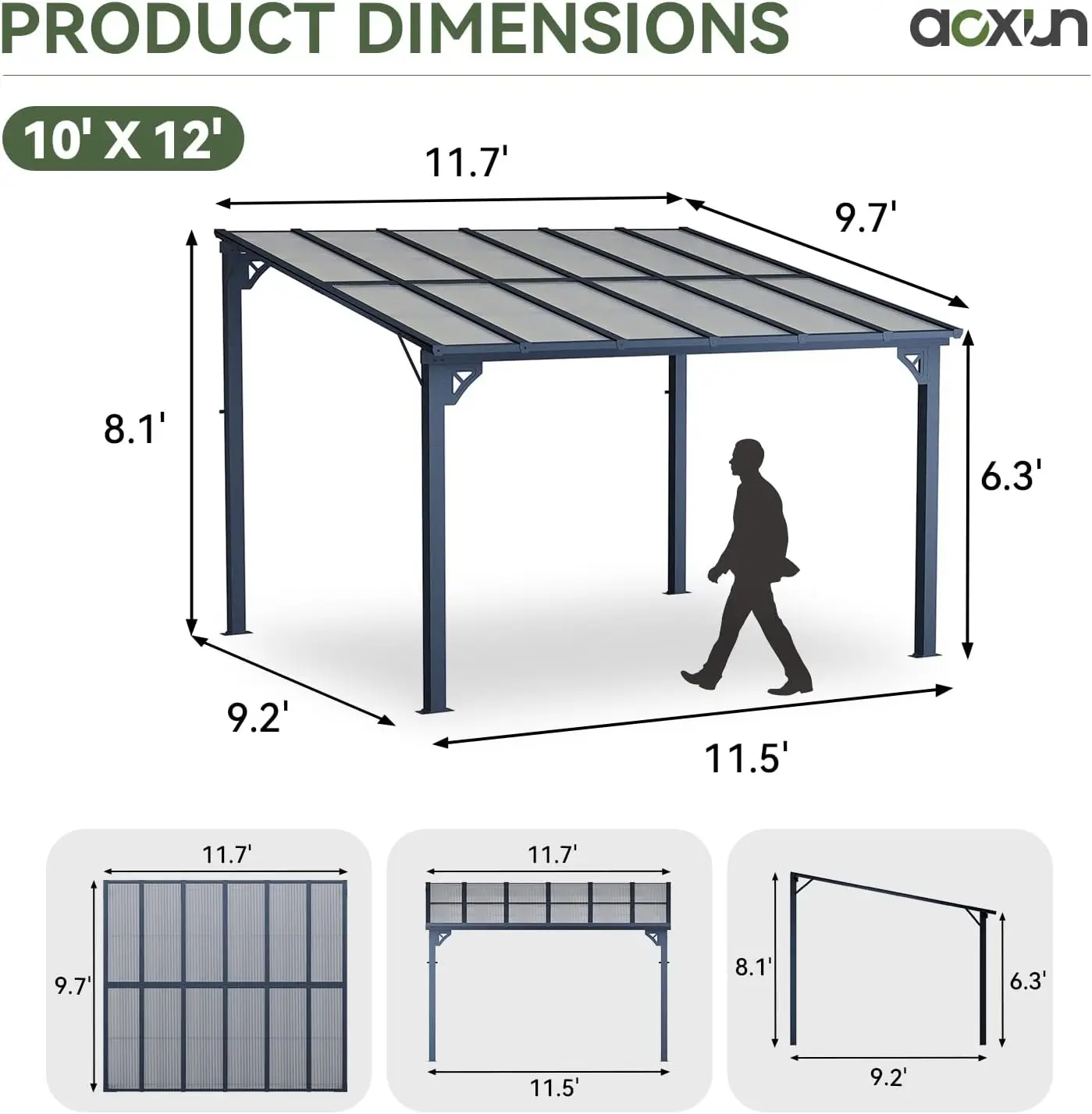 Large Wall-Mounted Patio Gazebo 5