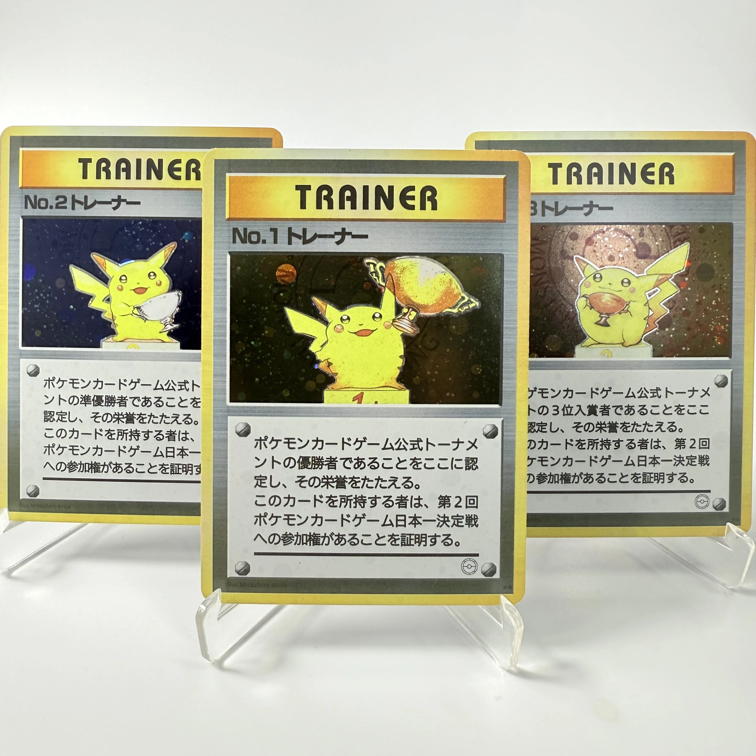 Premium Holographic Collectible Card - Pika, Charizard, and Mew Anime Edition
