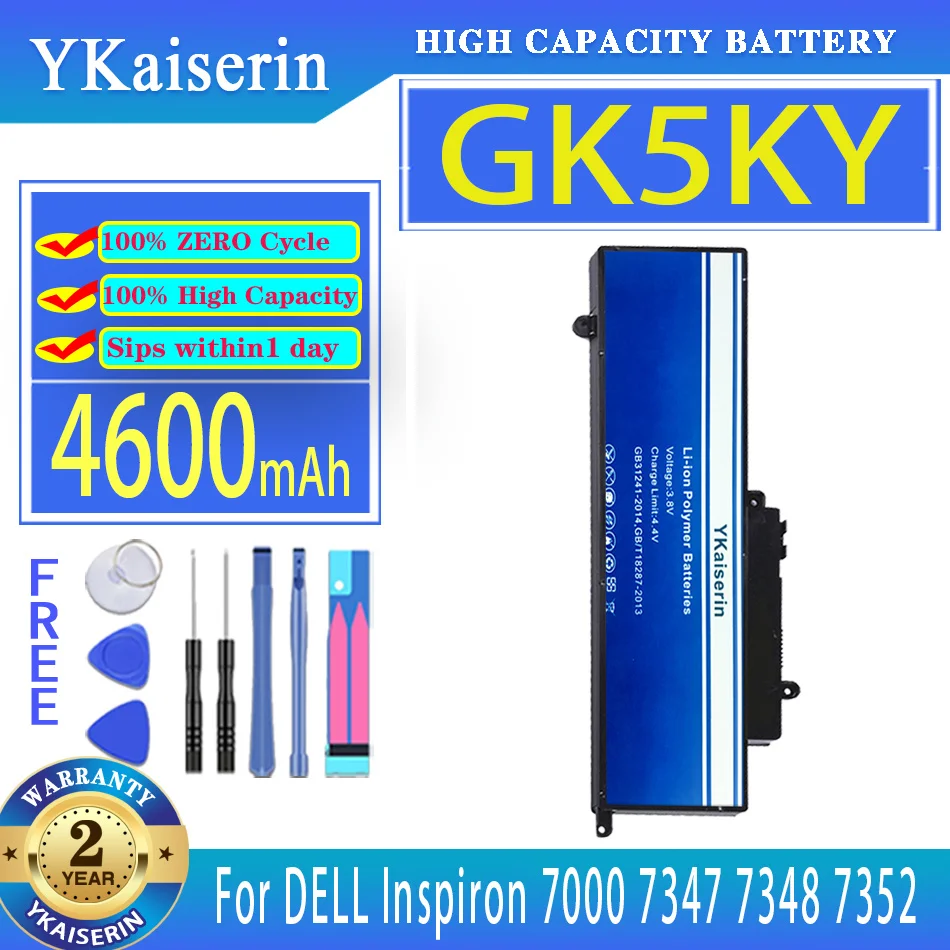 

YKaiserin Battery GK5KY 4600mAh For DELL Inspiron 13" 7000 Series 7347 7348 7352 7353 7359 11" 3147 3148 15" 7558 Bateria