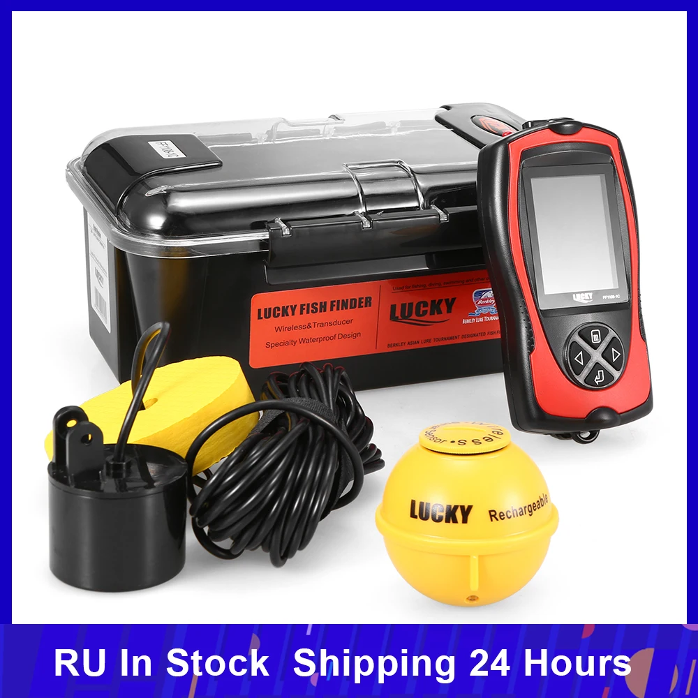 Portable Fish Finder 2.4' LCD 100M/300FT Depth Fish Alarm Wired Detector Sounder English Russian Options fishing accessories fish finder