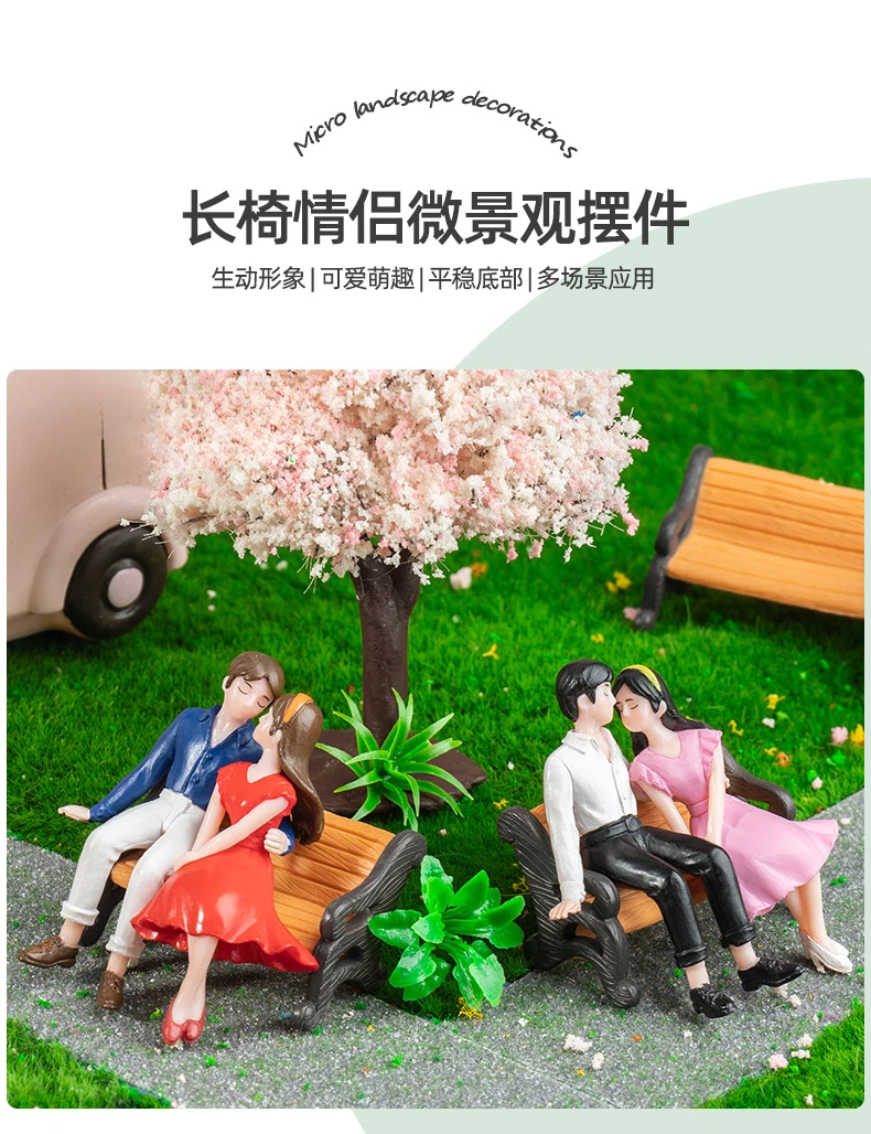 2pcs Miniature Fairy Garden Accessories Cute Kawaii Lovers Ornament Statue Figurines Home Garden Landscape Dollhouse Decoration