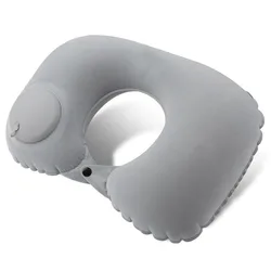 Compact Inflatable Travel Neck Pillow with Ergonomic Support (GREY)