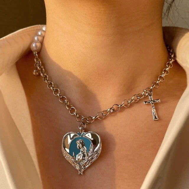 Angel Heart Pendant Collar Necklace Female Fashion Bulk Necklaces for Women  Double Necklaces for Women - AliExpress