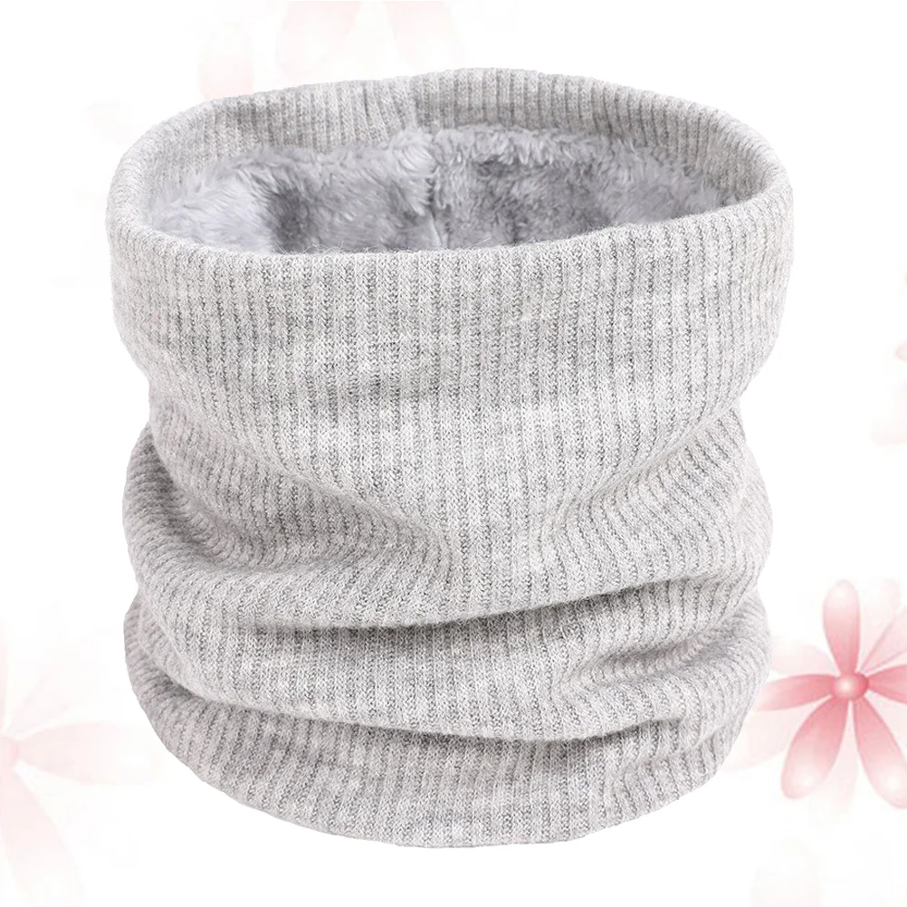 

Cold Scarf Winter Scarf Creative Double-Layer Windproof Neck Warmer Circle Collar Scarf (Grey)