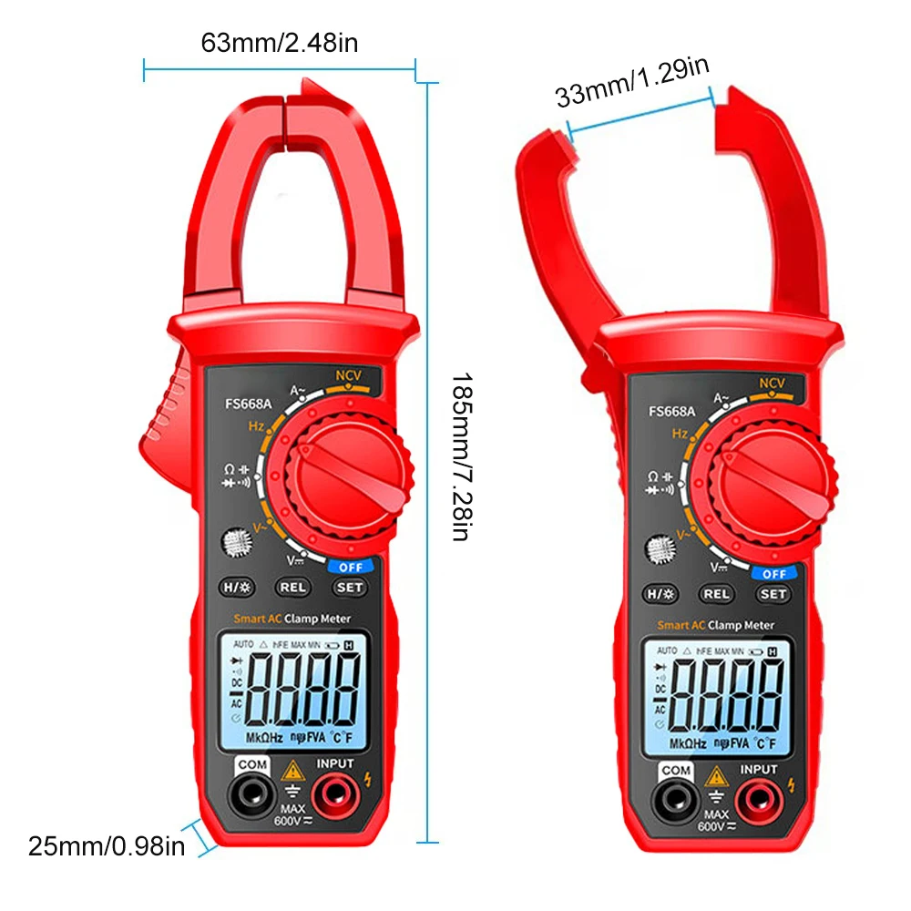 Digital Clamp Meter Multimeter DC/AC Voltage 6000 Counts Current Ammeter Tester Car Amp Hz Capacitance NCV Ohm Tester Tools