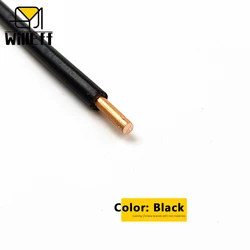 Durable PVC Solid Copper Electrical Wire - Black & Red Power Extension Cord (Various AWG Sizes) - 1m (BV - Black)