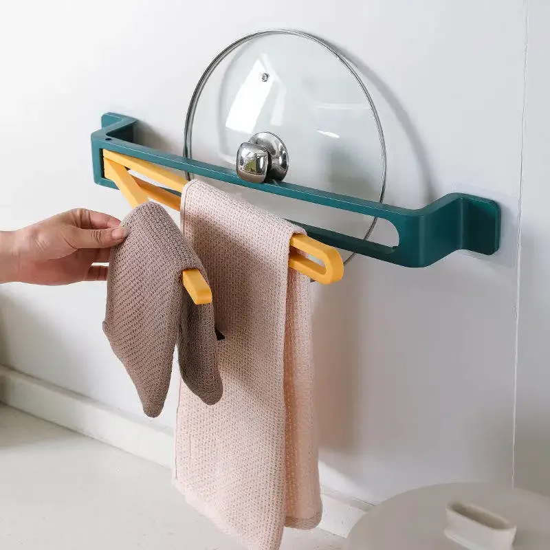 Self-adhesive Towel Holder Rack Wall Mounted Towel Hanger Bathroom Organizer Bar Shelf Bathroom Hook Kitchen Wipes Hanging