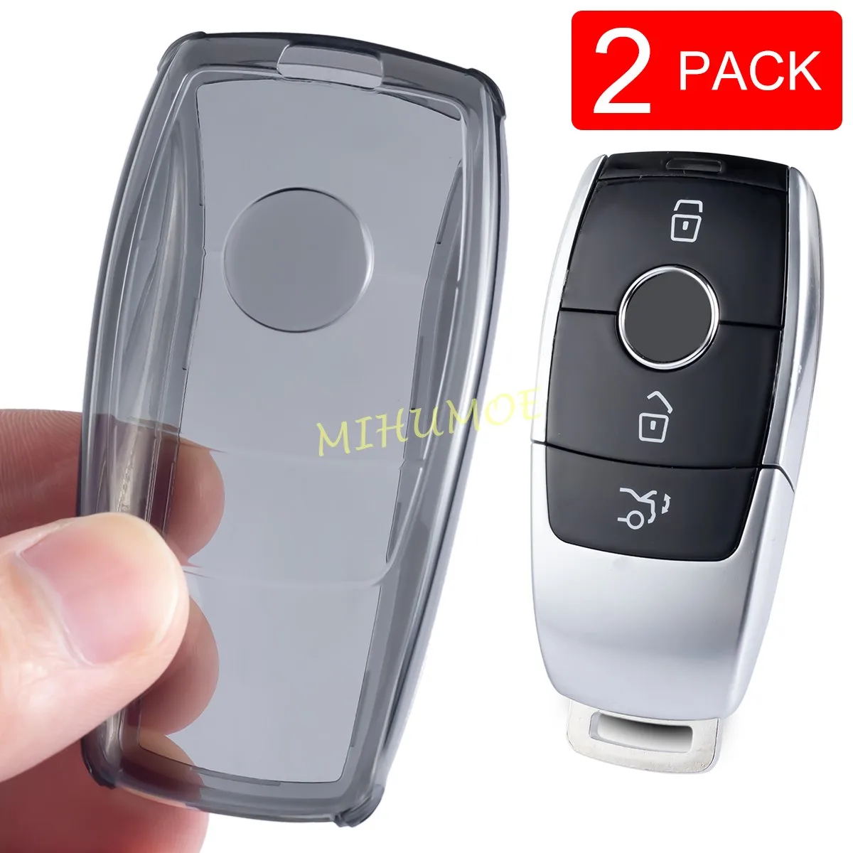 2x funda negra/transparente para mando a distancia de coche para Mercedes Benz A C E S G clase GLC CLE CLA GLB GLS W177 W205 W463 C253 V167