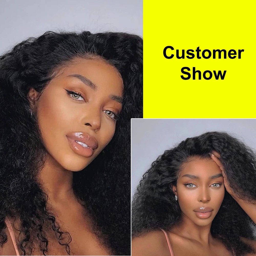 22'' 4x4 Silk Base Closure Afro Kinky Curly Human Hair Lace Frontal Free Part Bleached Knots Transparent Lace Top Human Hair