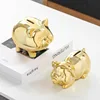Nordic Style Ceramic Piggy Bank Ornaments. Golden Piggy Bank, Piggy Bank Ceramic Creative Gift Table Decorations Living Room 2
