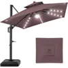 10x10ft 2-Tier Square Cantilever Patio Umbrella with Solar LED Lights, Offset Hanging Outdoor Sun Shade 1