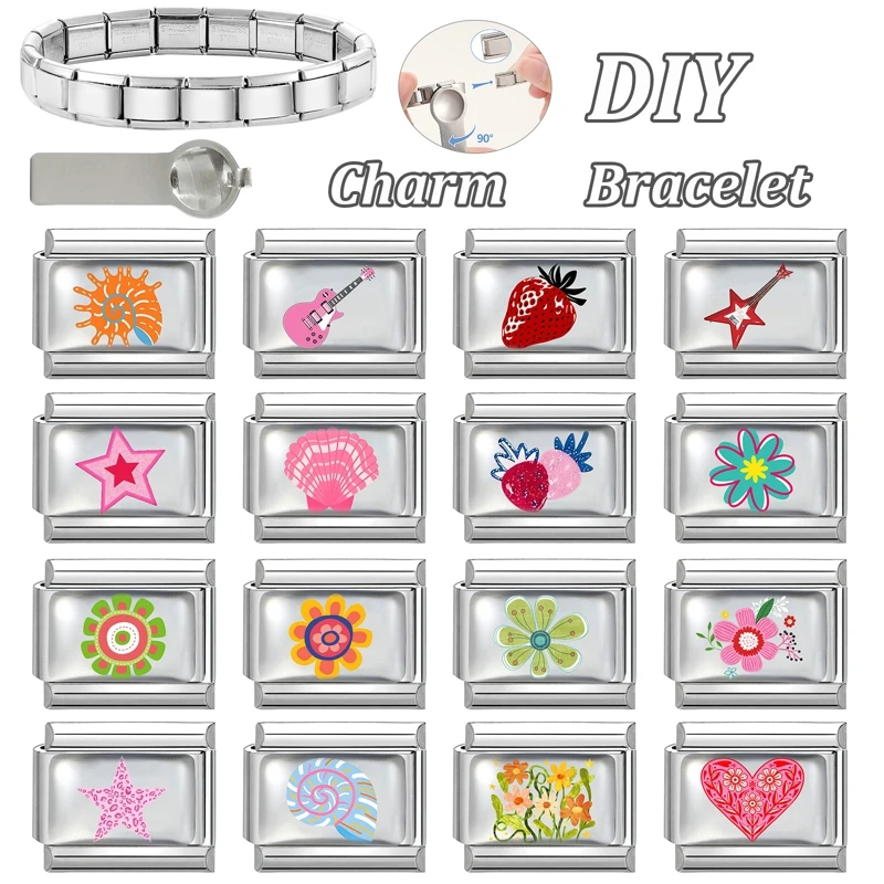 Strawberry Design Guitar Italian Stainless Steel Bracelet Women