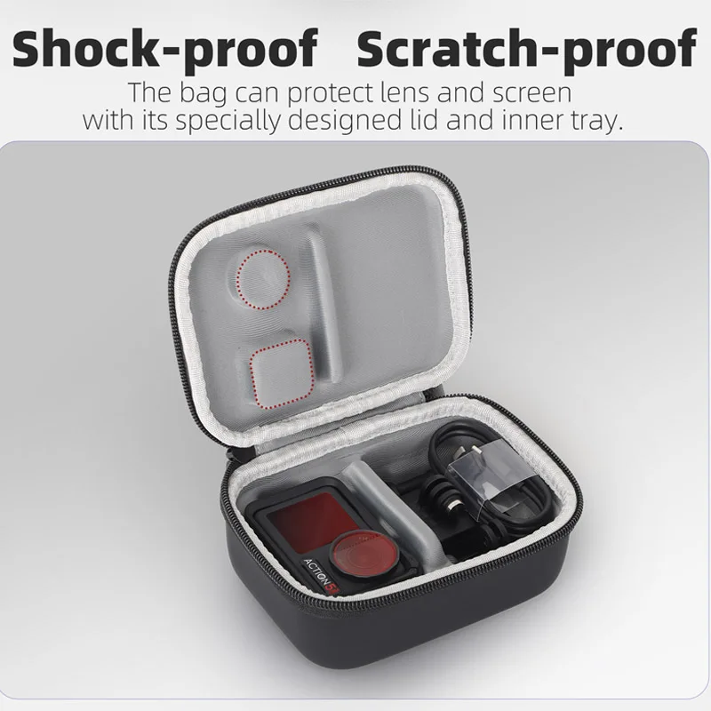 All-in-one Portable Bag for OSMO ACTION 5 Pro/4/3 Shock-absorbing Pressure-resistant Case Cover PU+EVA Protector for DJI 5Pro