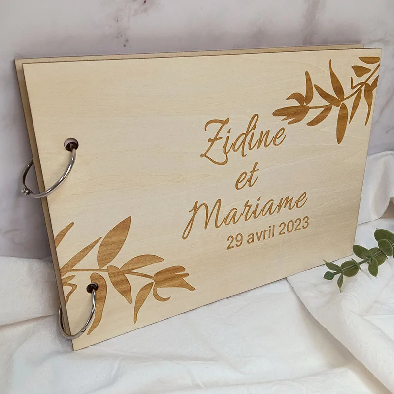 Personalized Wooden Wedding Guestbook Name and Date Country Wedding Album Mothers Day Gift Baby Shower Decorations