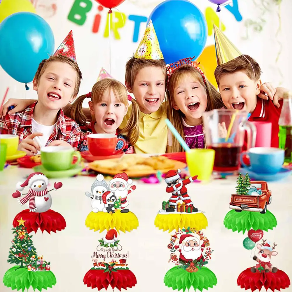 

Christmas Honeycomb Centerpieces Party Decorations Christmas Tree Santa Claus Snowman for Xmas Holiday Decor Supplies S5Z4