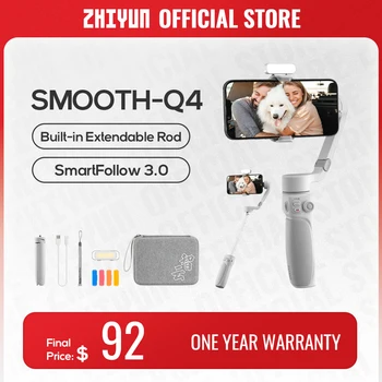 ZHIYUN 공식 스무스 Q4 스마트폰 짐벌 3 축 휴대용 휴대폰 스태빌라이저, 아이폰 15 프로 맥스 샤오미 화웨이 삼성용