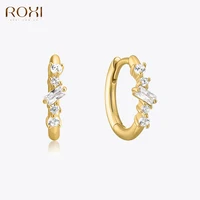 ROXI Circle Hoop Earrings for Women 18K Gold/Silver Color Geometric Crystals Party Earring Silver 925 Jewelry pendientes plata
