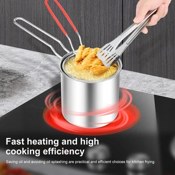 Stainless Steel Deep Fryer with Frying Basket Multifunctional Oil Fryer Pot Kitchen Specific Frying Chicken Fries Cooking Tools 2