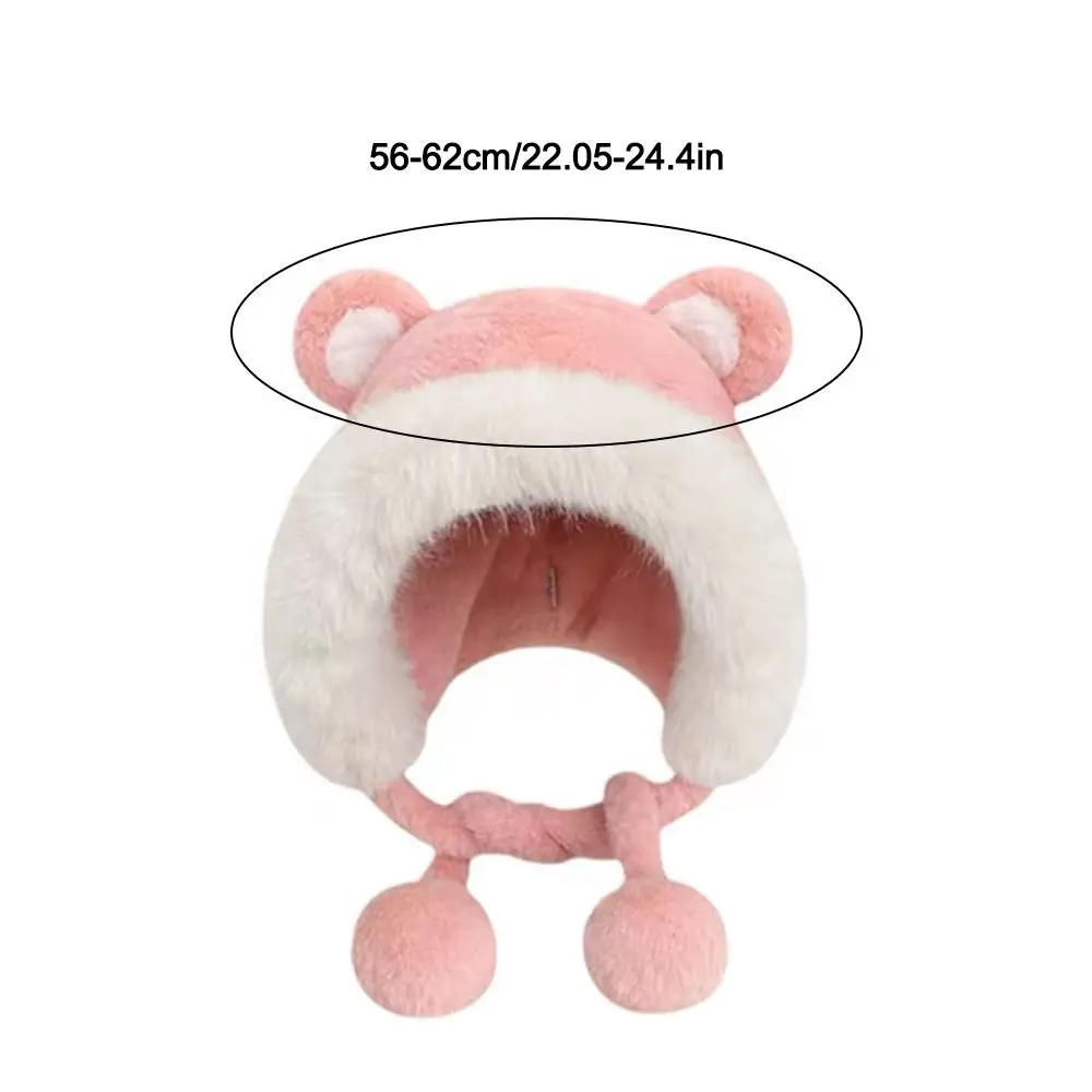 곰 귀 겨울 모자, 귀 보호, 따뜻한 곰 귀 모자, 봉제 두꺼운 양동이 모자, 겨울 패션