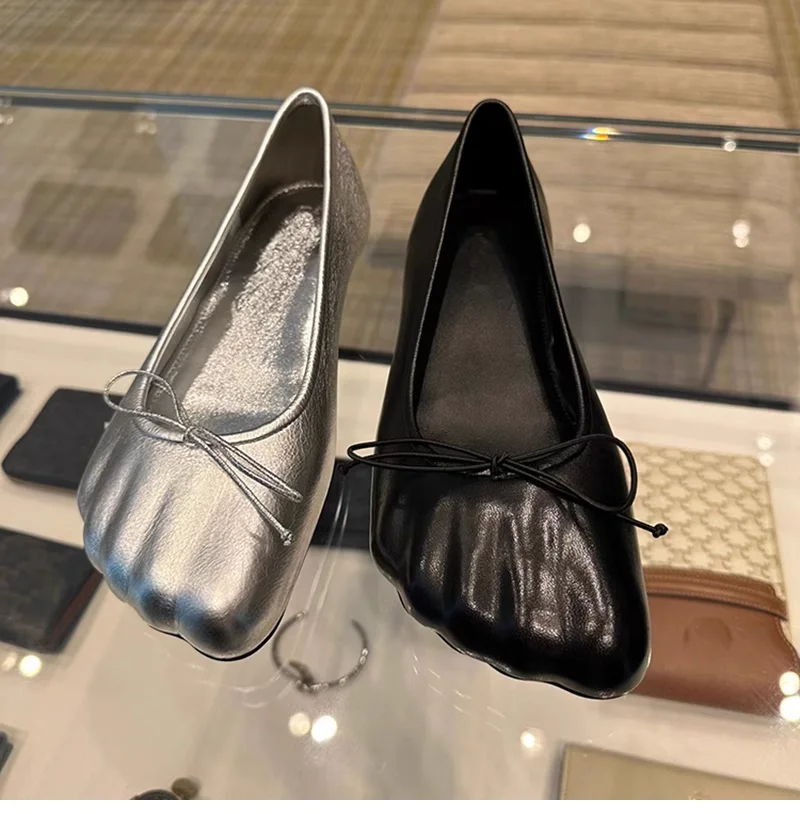 

Five Fingers Women Flats Bowtie Zapatos Para Mujeres Black Silver Loafers Runway Zapatillas 2023 Shoes For Sapatos Femininos